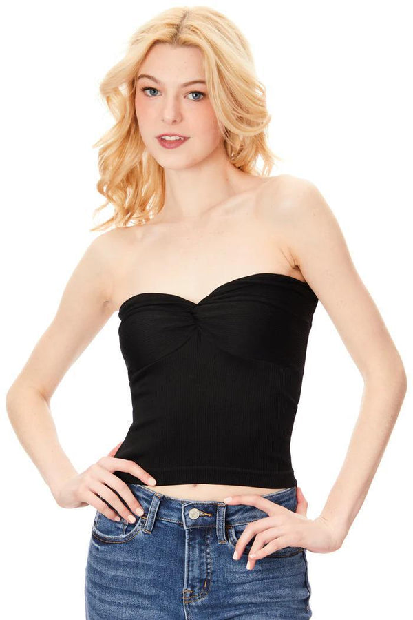 Knotted Tube Top Black
