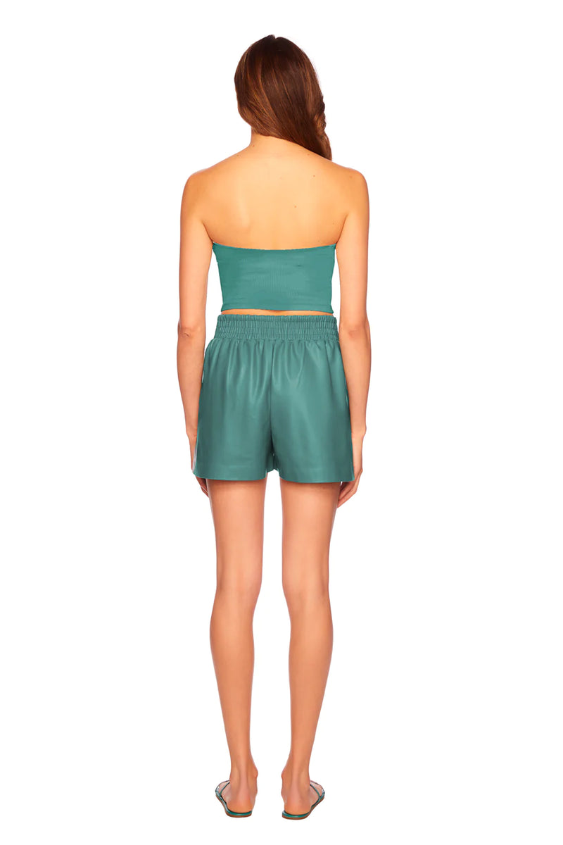 Faux Leather Pleated Short Rosemary
