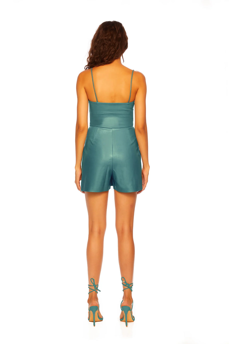 Faux Leather Corset Romper Rosemary