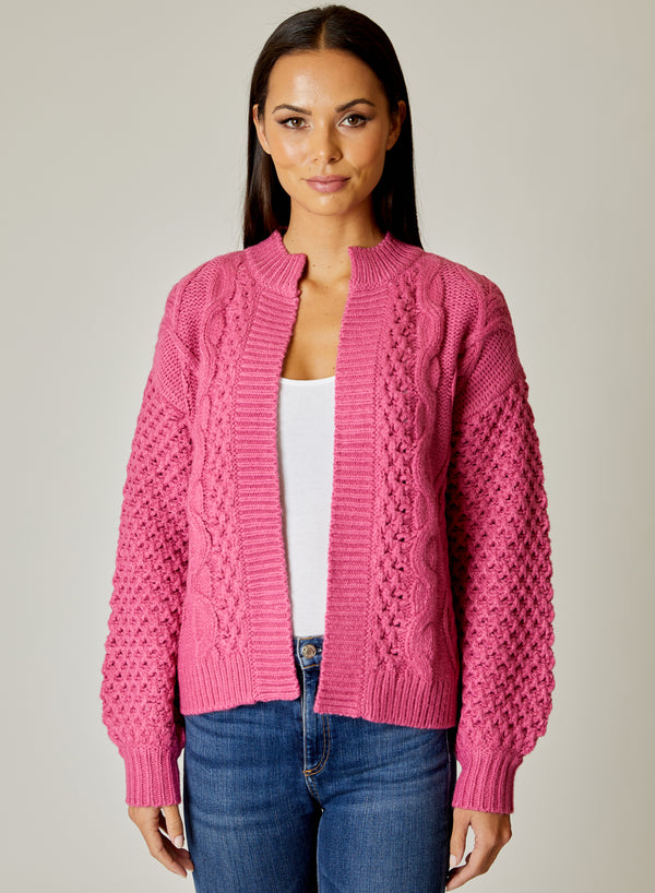 L/S Open Front Cardi French Rose