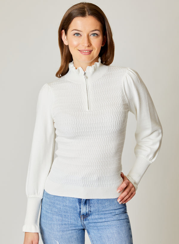 Half Zip Sweater Winter White