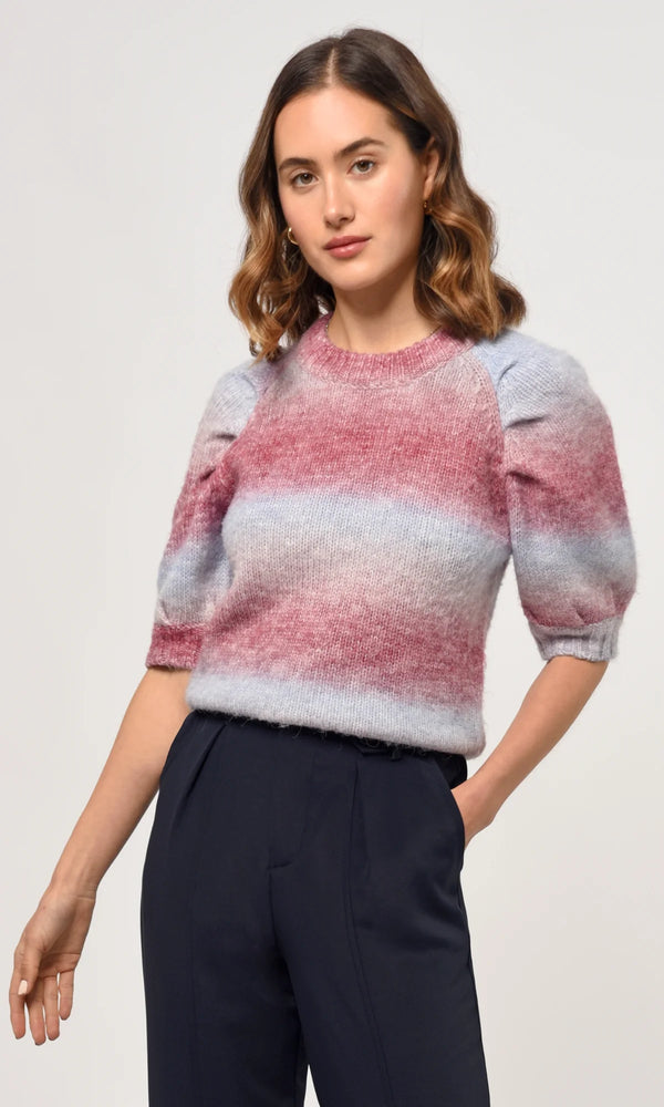 Christi Ombre Sweater Knit Top Berry Blue