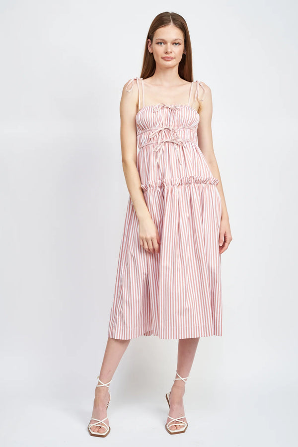 Pink Striped Sleevless Dress