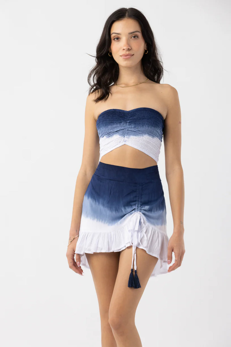 Hollie Crop Top Sleeveless White Navy Ombre