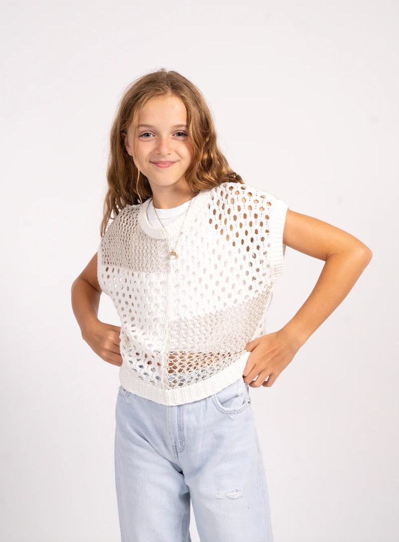 Liam Open Stitch Top Ivory