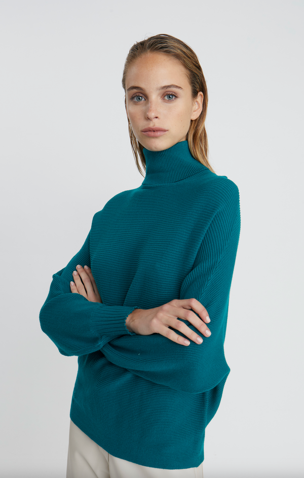 Cassia Turtleneck Sweater Teal Green