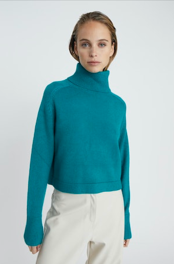 Pugliese Turtleneck Sweater Teal Green