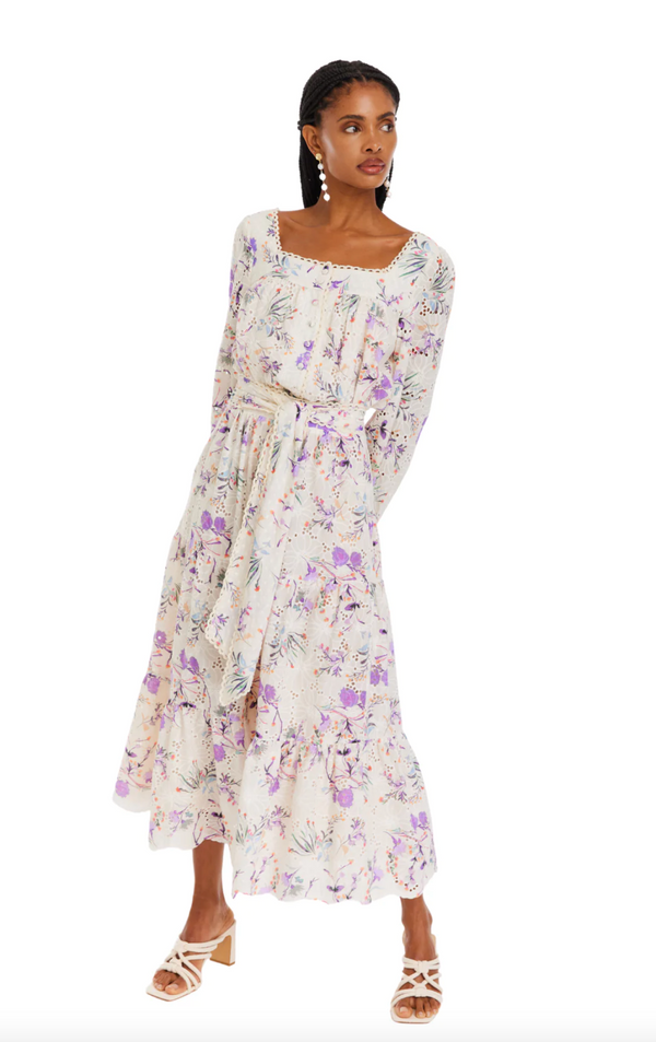 Pearl Midi Skirt Watercolor Floral