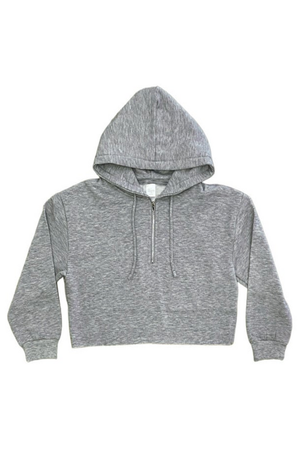 Brushed Soft Cloud Cropped Half Zip Heather Grey