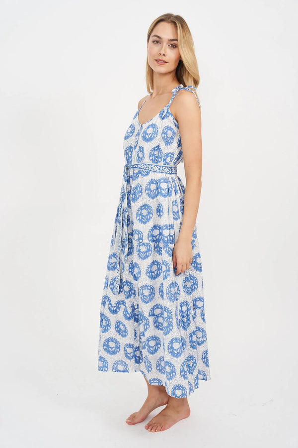 Siesta Dress Blue White Multi