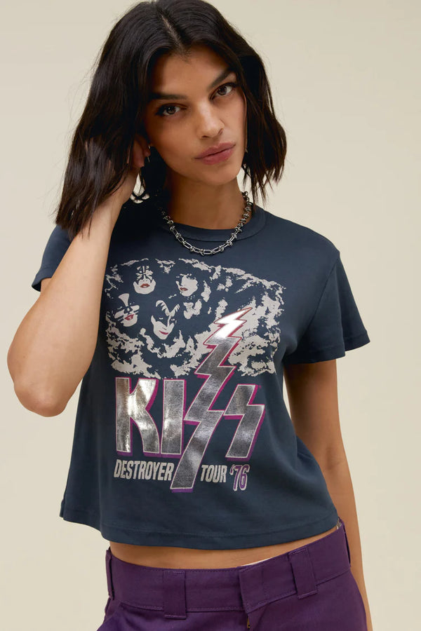 Kiss Destroyer Tour '76 Shrunken Tee Vintage Black