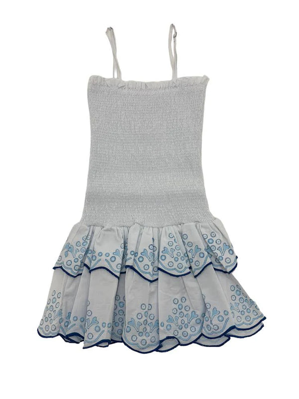 White Dress w/ Blue Detail