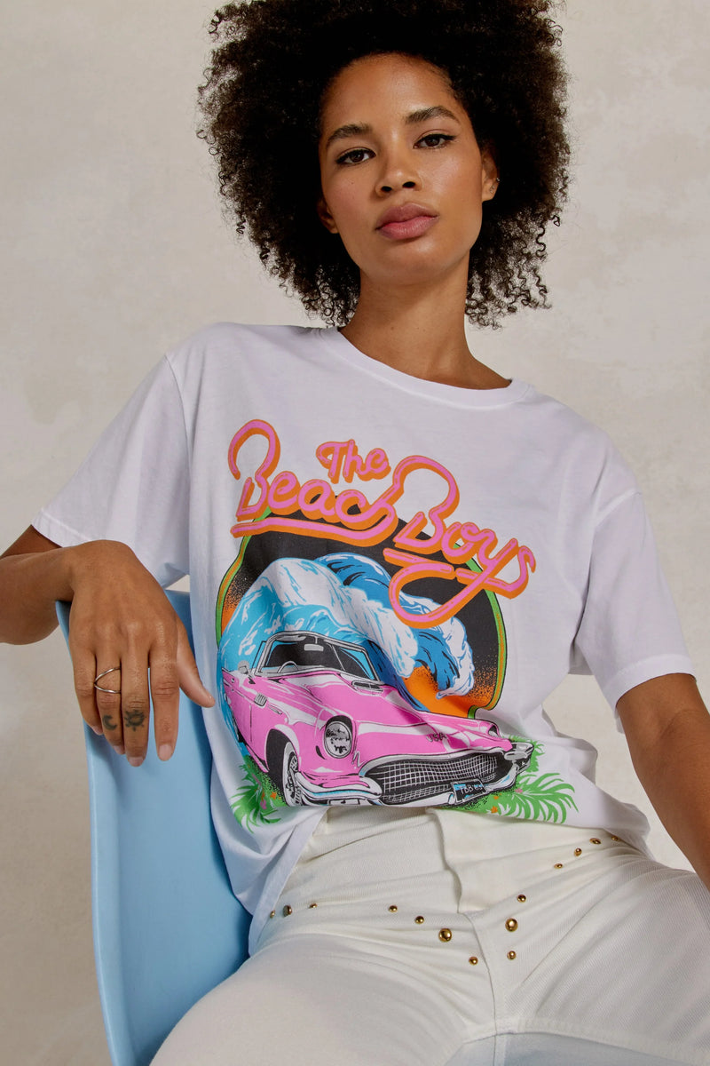 Beach Boys Surf USA Boyfriend Tee Bleach White