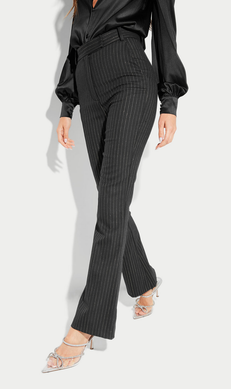 Diya black pinstripe hot sale casual trousers