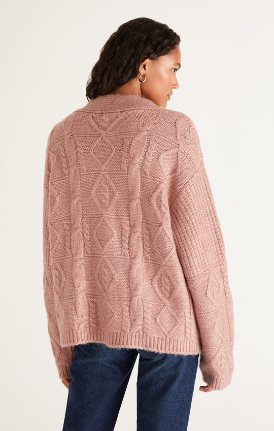 Ryleigh Cable Knit Cardigan Sweet Pink