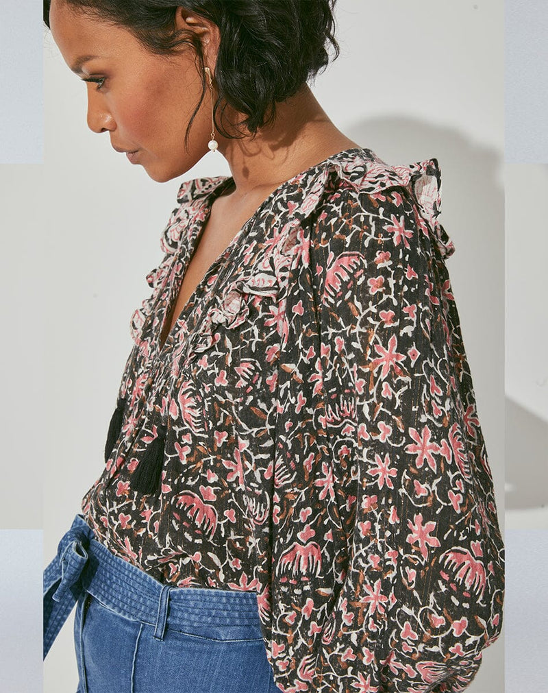 Brynlee Blouse Fan Print