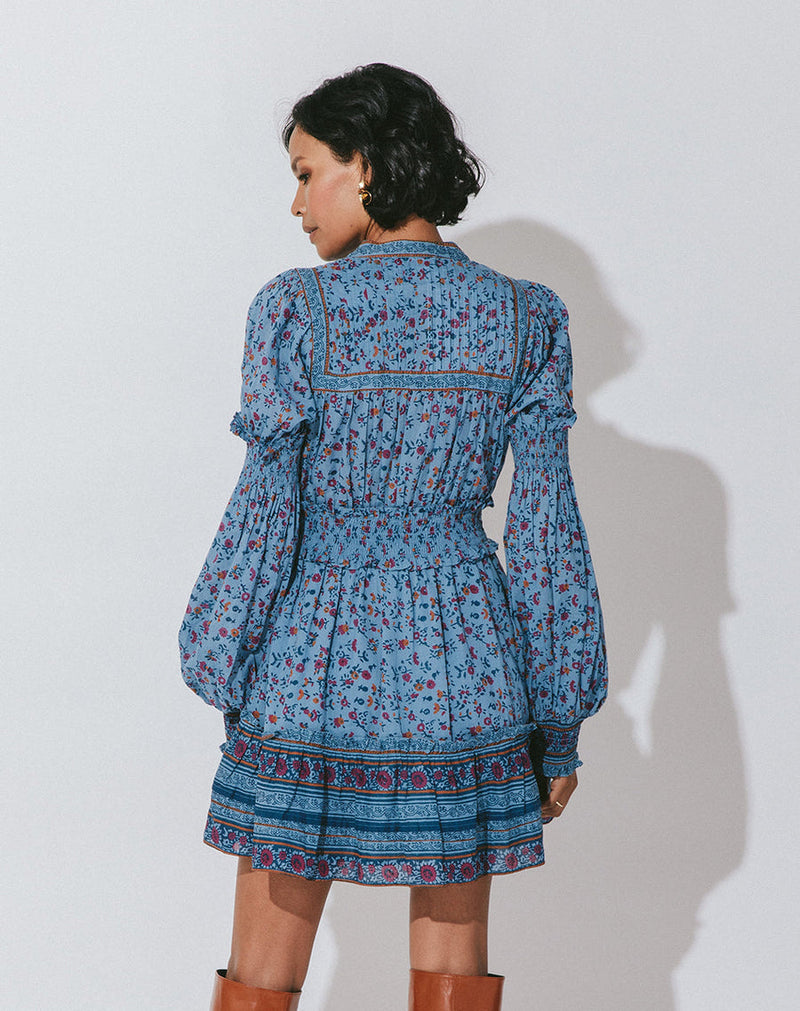 Delilah Mini Dress Lapis Block Print